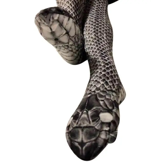 Negro Opaco Nylon Pantimedias con Impreso Serpiente Diseño