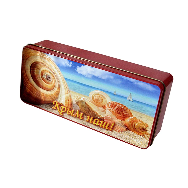 Handmade biscuit packaging rectangle shape metal tin box with lid
