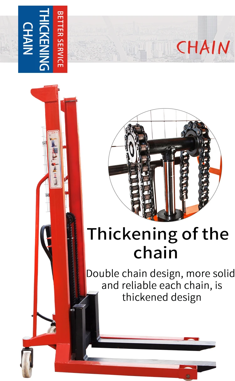 Capacity Hydraulic Hand Lift Manual Stacker with Adjustable Forks Lifting Height