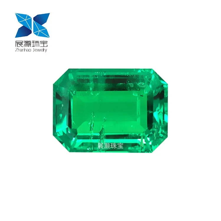 

Zhanhao Jewelry man-made emerald cut inclusion vivid green Colombia color 1 carat emerald stone cut