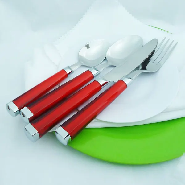 
Restaurant plastic handle nice spoon fork and knife set 