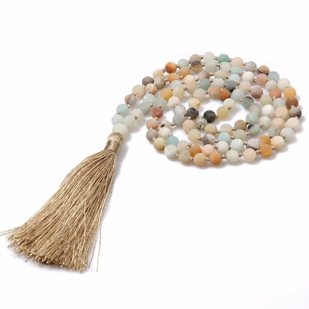 

Boho Style Tassel Jewelry 7 Chakra Stone Beads Necklace Vintage Volcanic Rock Stone Beaded Necklace, Picture