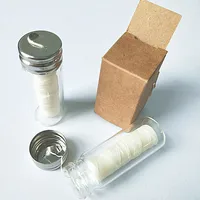 

biodegradable pure natural corn waxed dental floss with mint flavour in glass container