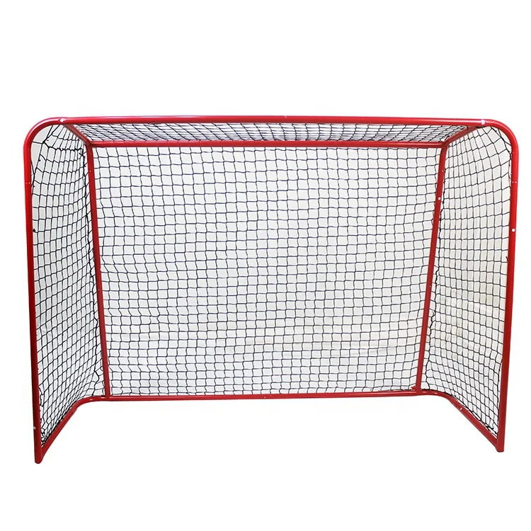 

High quality steel tube portable assembly standard size ice hockey goal, Red/customized