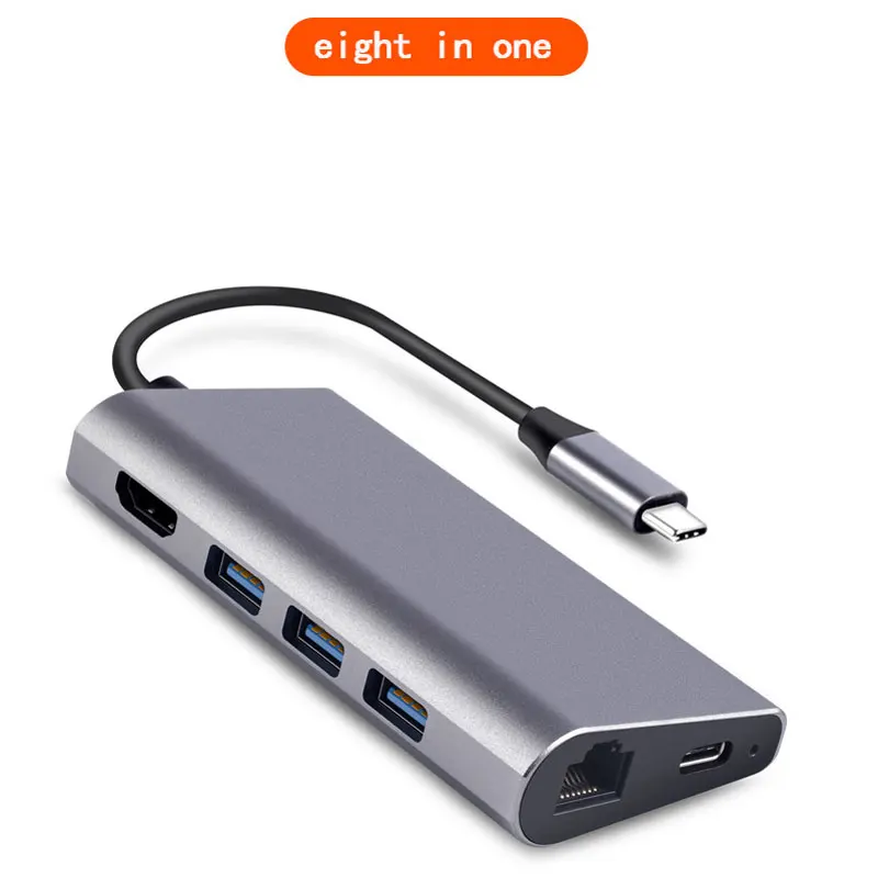 Multi USB Hub with both 2.0 and 3.0 and Ethernet interface TF and SD card port 8 in 1 strong USB