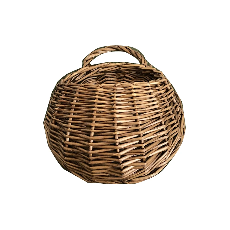 Round Wicker Basket With Handle Hanging Flower Plant Buy Wicker