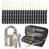 Locksmith 24PCS Single Hook Lock Pick Set with Transparent Inner Visual Padlock Practice Set