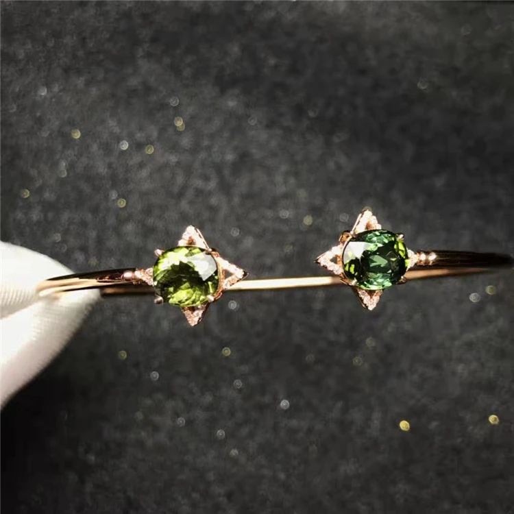 

white jewelry box 18k gold South Africa real diamond natural tourmaline bracelets for women happiness bracelet