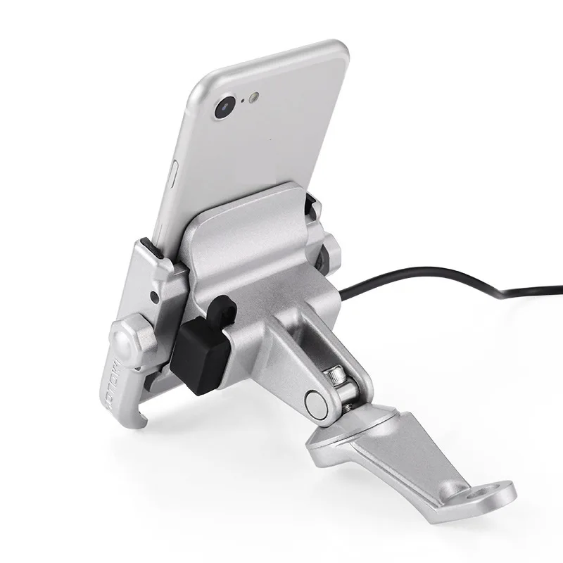 

Navigation aluminum alloy phone bracket Motorcycle Electric bike mobile phone holder with USB charger for choose, Black;silver;gray;gold