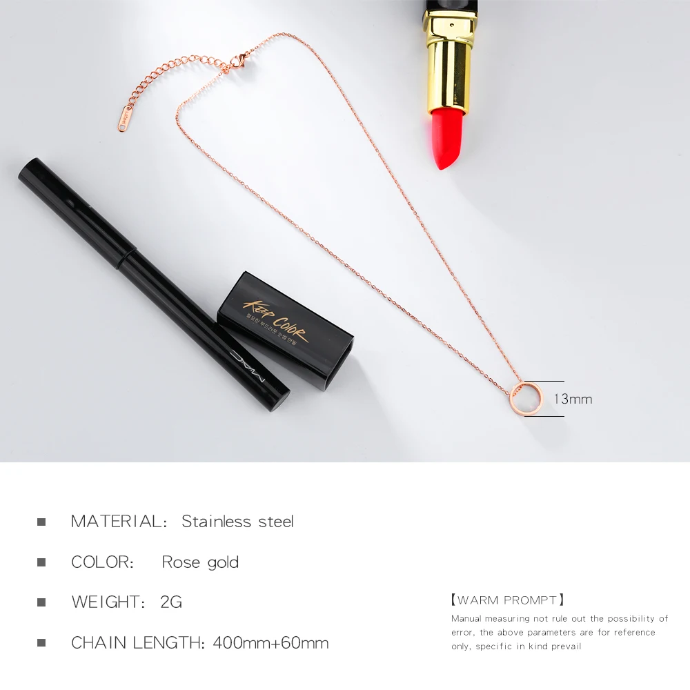 Simple Design Girls Jewelry Rose Gold Round Pendant Necklace Charms