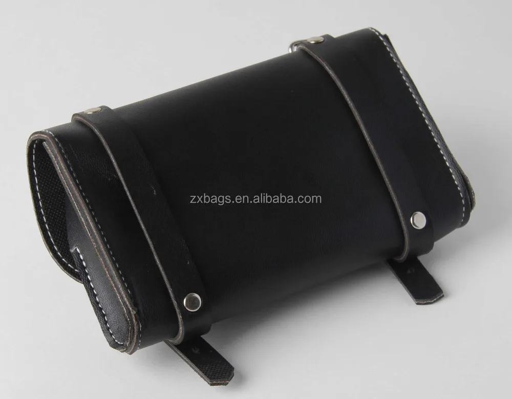 Black Classic Design And Outdoor Bicycle Leather Saddle Bag For Bike