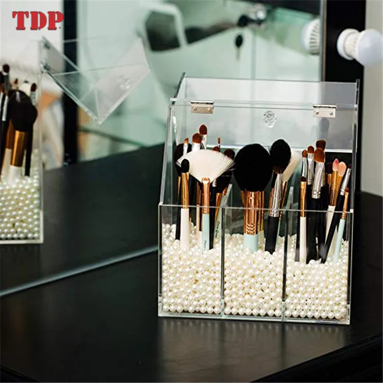 Wholesale Customized Clear Acrylic Display Dustproof Makeup Brush
