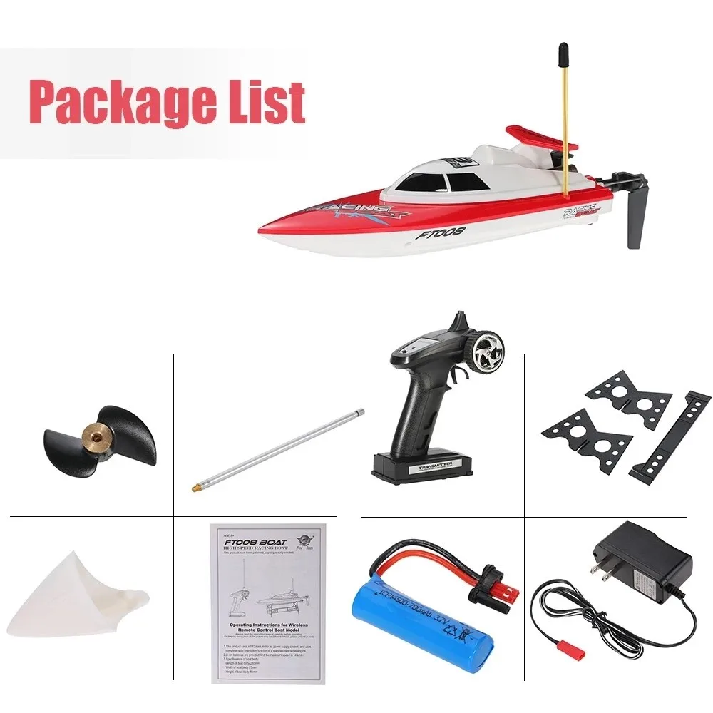 Remote Control Ship Rc Model Boats Ft008 27mhz 14km/h High Speed Radio ...