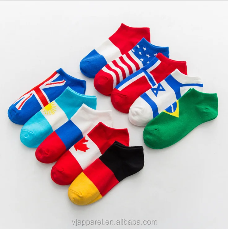 Country Flag Ankle Cotton Socks/ Low Cut Casual World Cup National Flag