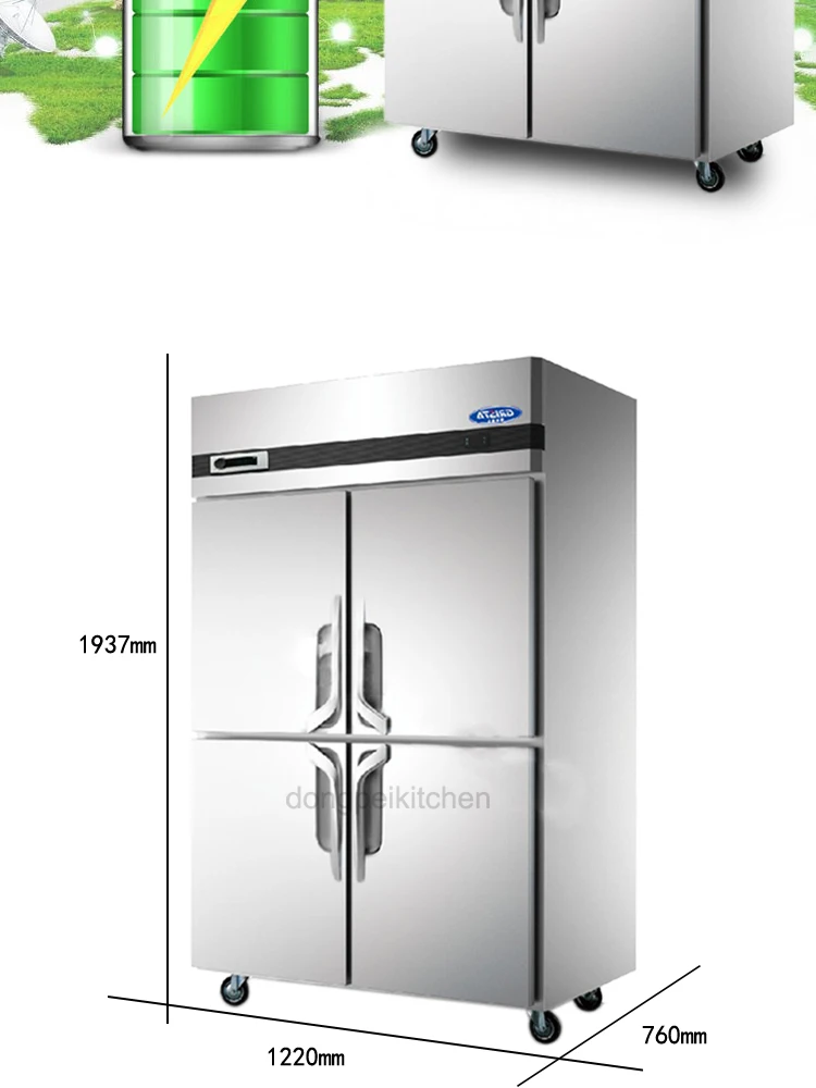 Stainless Steel Commercial 4 Door Upright Refrigerator For Fruits And