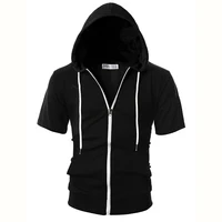 

2019 New Desgin Short sleeve Zip Up Hoodie Fiber Optic Hoodie