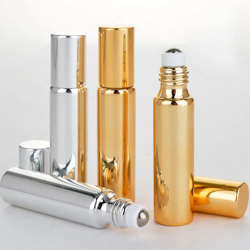 

Luxury 5ml 10ml gold plating roll on glass essential oil bottle