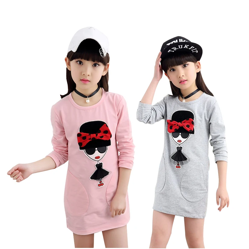 

DRHNTZ07G08 Fashion girl t shirt girls dresses comfortable children T-shirt clothes children, Pink;red;grey