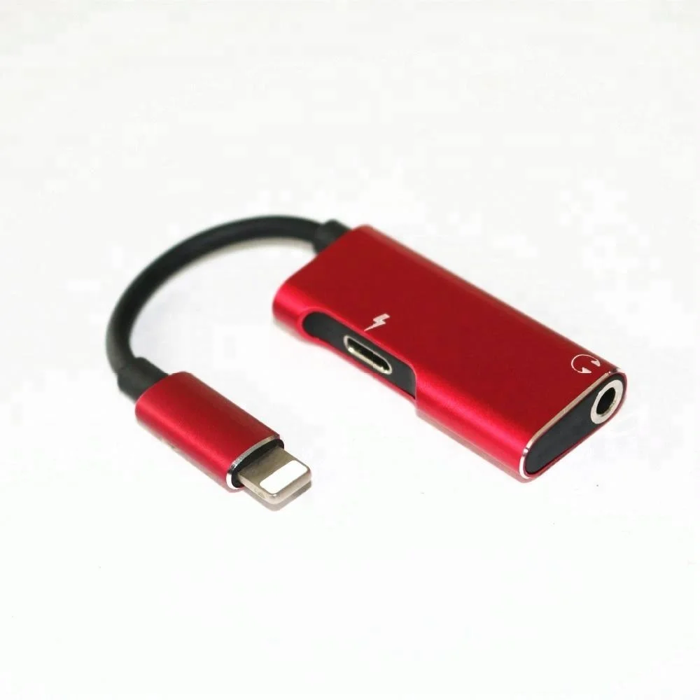 

Wholesale Aux usb 3.5 mm audio jack earphone charger date cable audio adapter for iPhone 6 7 8 X, Matte black;silver;red