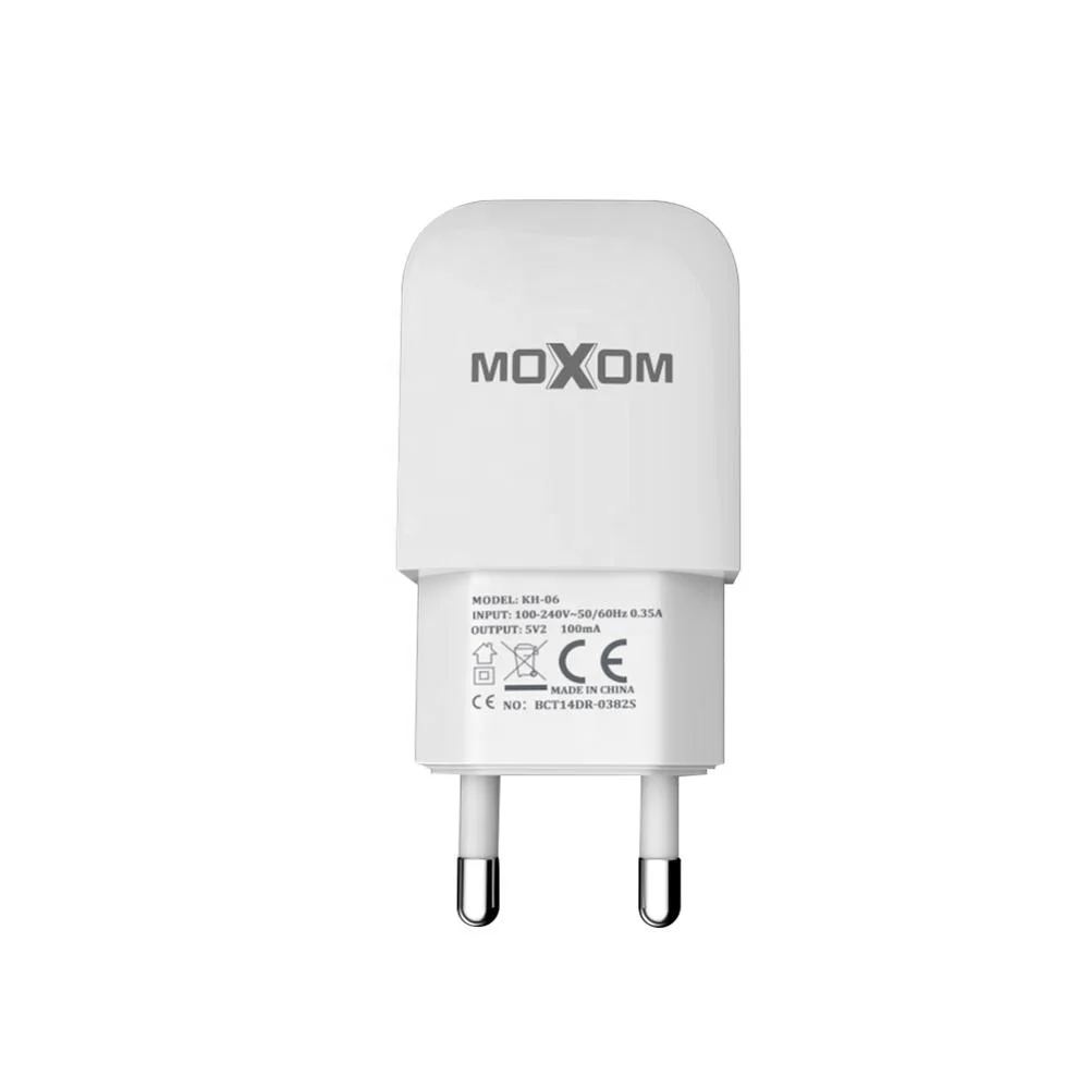 

Android Fast Charging Charger 2A MOXOM High Quality Single USB Travel Charger EU, White