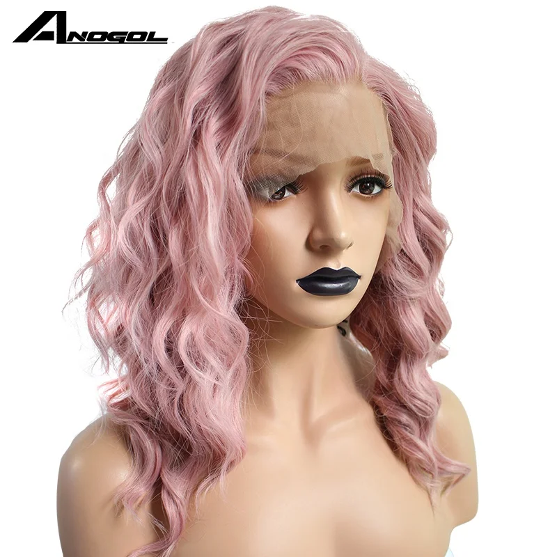 

Anogol Fashion Glueless Synthetic Pink Front Lace Wig Hair