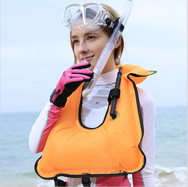 Adult Life Jacket Inflatable Snorkeling Vest for Swimming Fishing Water Canvas
