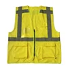 Yellow reflective safety vest with zipper and pocket