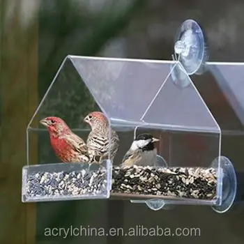 Clear Roof Shape Acrylic Window Pet Pigeon Bird Feeder With Strong