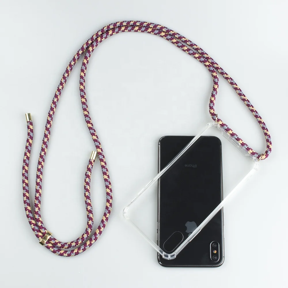 

Anti-shock Transparent Acrylic Cross body Necklace Cell Phone Case with Stretchable Shoulder Crossbody Strap for iPhone Xs Max, N/a