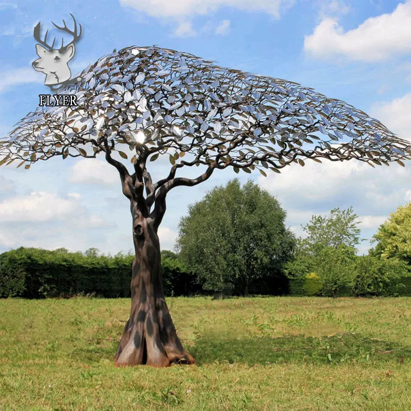 Outdoor Large Monumental Metal Stainless Steel Tree Sculpture For Sale
