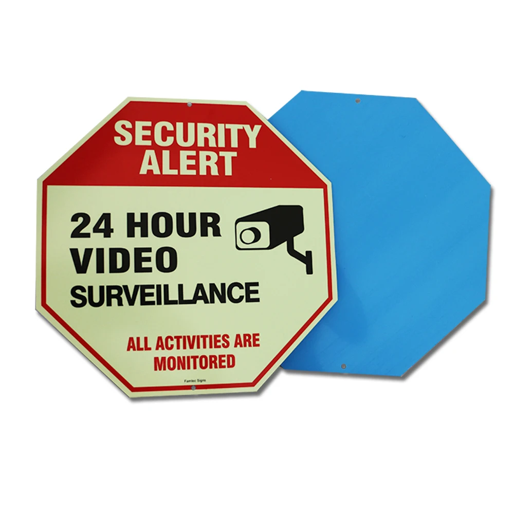 Glow in the Dark Video Surveillance Sign - CCTV Security Alert - 24 Hour Surveillance All Activities Are Monitored Sign