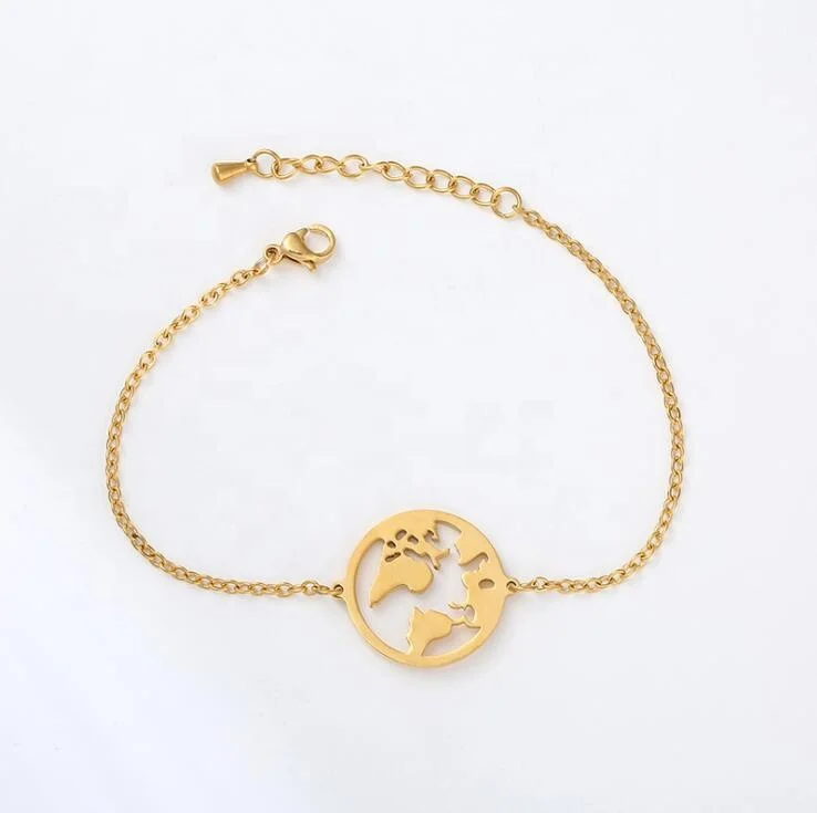 

Aliexpress Top selling Chain Link World Map Bracelets Charm Globe Bracelet for 3 color