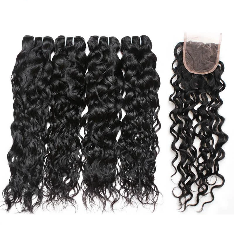 9a Grade Wet Wand Wavy Curly Hair Extensions 4 Bundles Water Wave