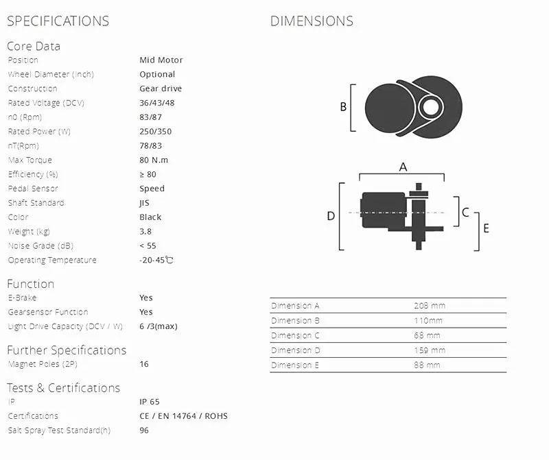 Complete Bbs01 36v Bafang 250w Mid Drive Motor E Bike Conversion Kit