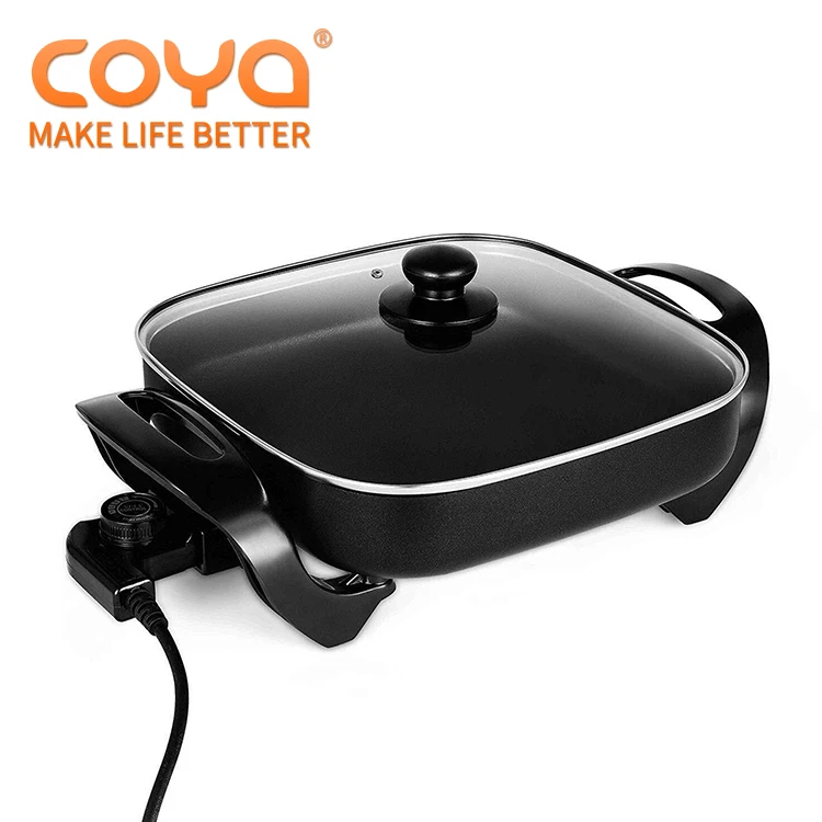 
electrical appliances Aluminum electric bbq nonstick skillet with glass cover 