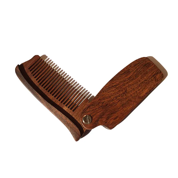 

Best quality OEM logo red sandalwood beard brush folding wooden comb, As the picture