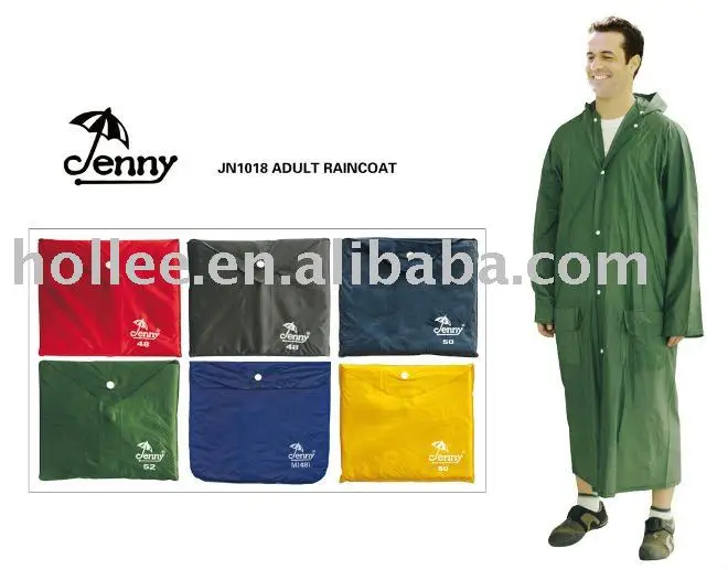 
Navy blue pvc adult raincoat with two pocket 