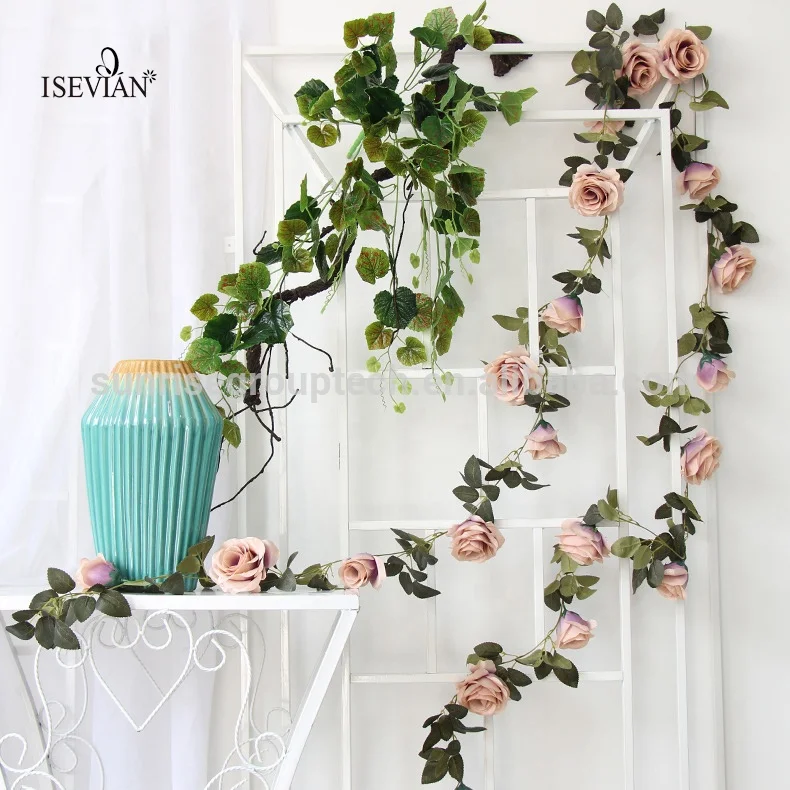 isevian hermoso plastico artificial decorativo largo colgante flor rosa flor vid buy vid de flores artificiales de plastico enredaderas decorativas