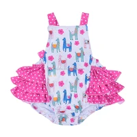 

Hot Pink Dots Rompers Bows Newborn Clothes Fashion llama Romper