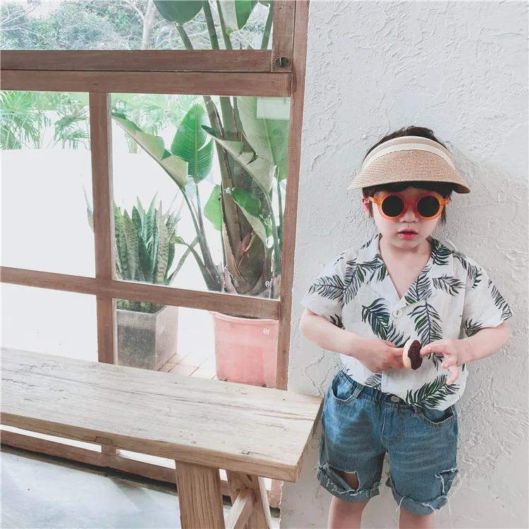 

Hu Sunshine Wholesale 2019 summer kids leaf print Blouse