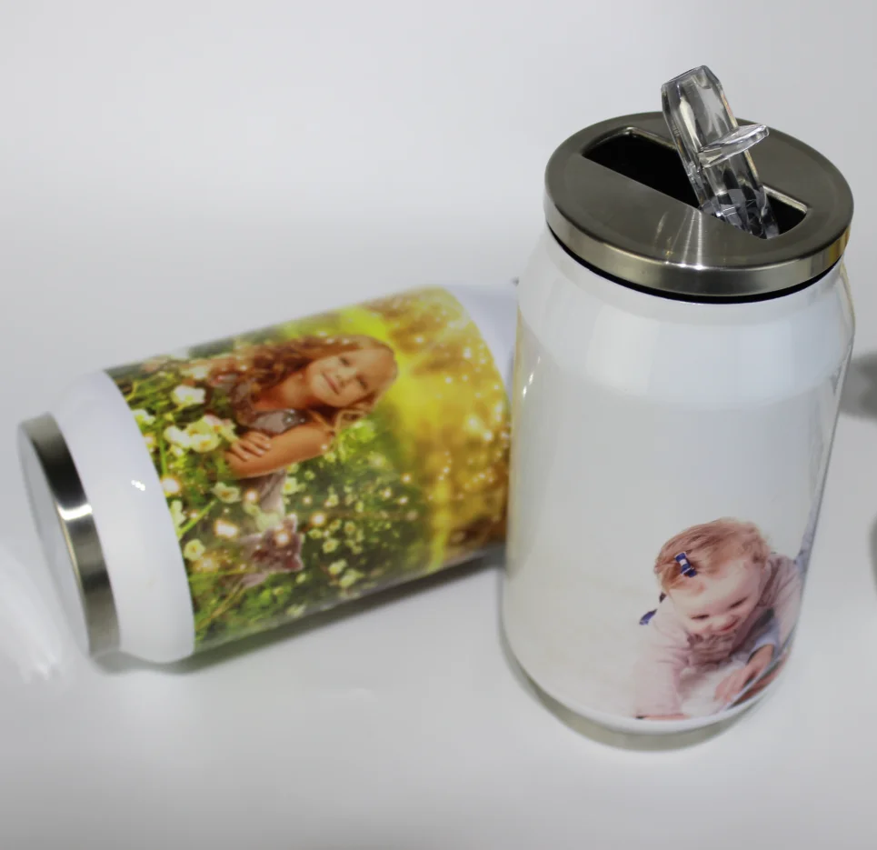

White Silver Stainless Steel Mug Cola Can aluminum water bottles for sublimation bottle heat transfer printing machine