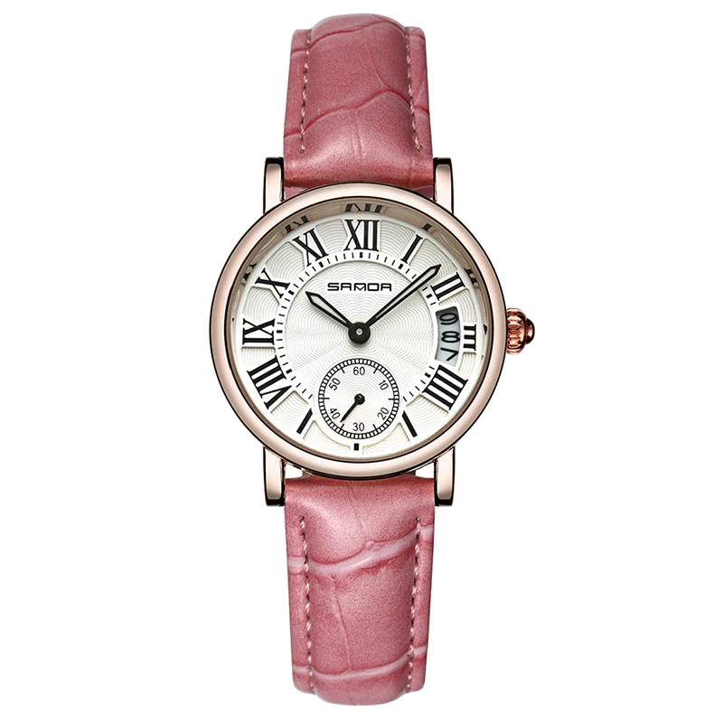 

WJ-7559 Original Leisure Cost-effective Roman Numerals Classic Dial Cheap High Quality Women Leather Watch With Date, Mix