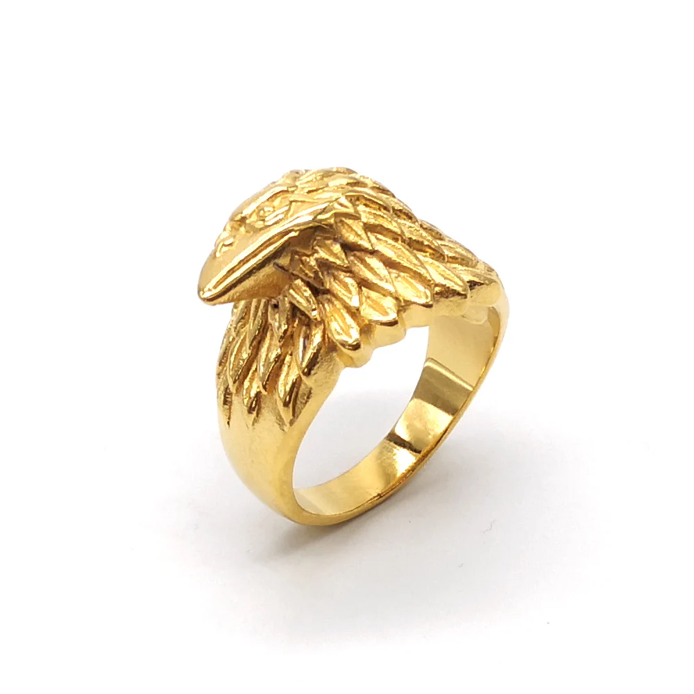 

Custom Stainless Steel Unique Mens Silver Eagle Ring, Silver or gold