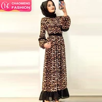 

6129# latest design tight casual plus size leopard print turkish islamic fashion wear modest clothing muslim dress new