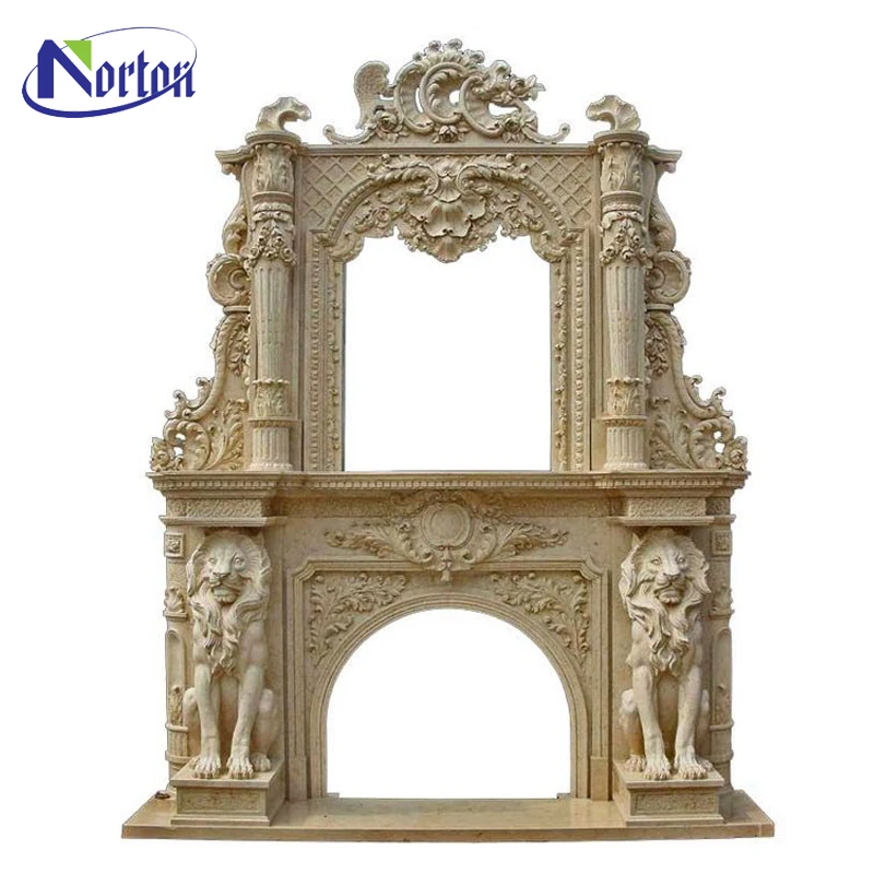Custom Size Large Luxury Stone Door Farme Stone Fireplace For