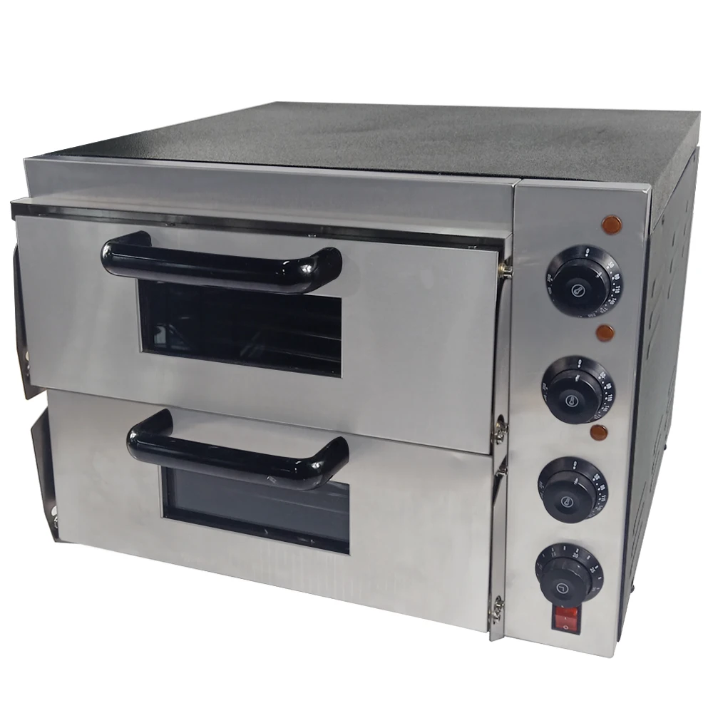 Professional High Efficiency Electric 2 Deck Stainless Steel Pizza Oven