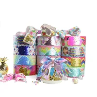 

DIY Hair Bows Accessories Wedding Party Decoration 75mm Printed New Arrival Sequin Ribbon