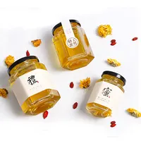 

New products empty custom clear jam food storage jar hexagonal glass unique honey jars 100ml 180ml 500ml wholesale
