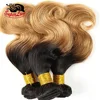 Wholesale 10A Brown hair weave color 1b #27,cheap 1b 27 ombre color hair Body wave, Virgin hair extensions with ombre