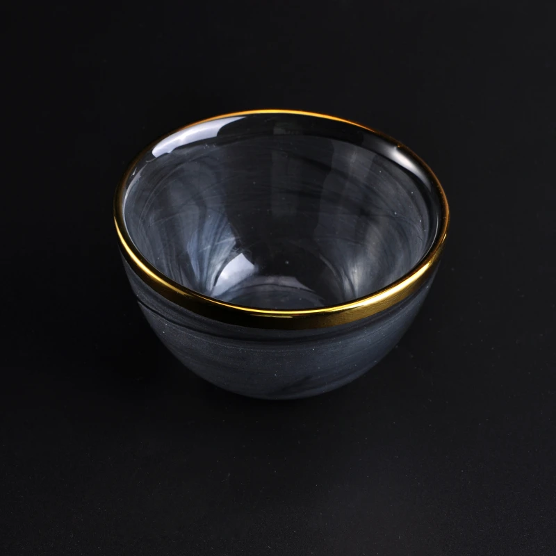 Thin smoke black glass candle holders with gold rim home decoration wholesale